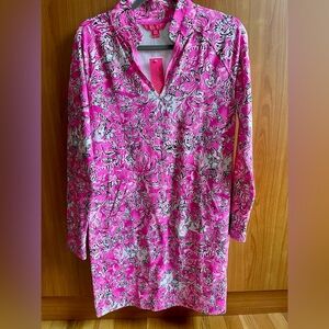 NWT Lilly Pulitzer UPF 50+ Cassi popover Dress Plumeria Purrposefully Pink New